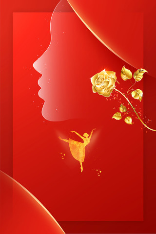 红色38女神节女神玫瑰花灯光梦幻光点38女神节海报背景